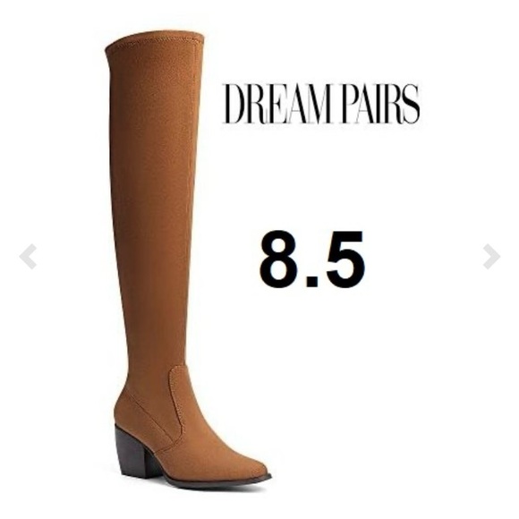 OVER THE KNEE THIGH HIGH COWBOY BOOTS - SIZE 8.5 - TAN SUEDE BNIB - Picture 3 of 5